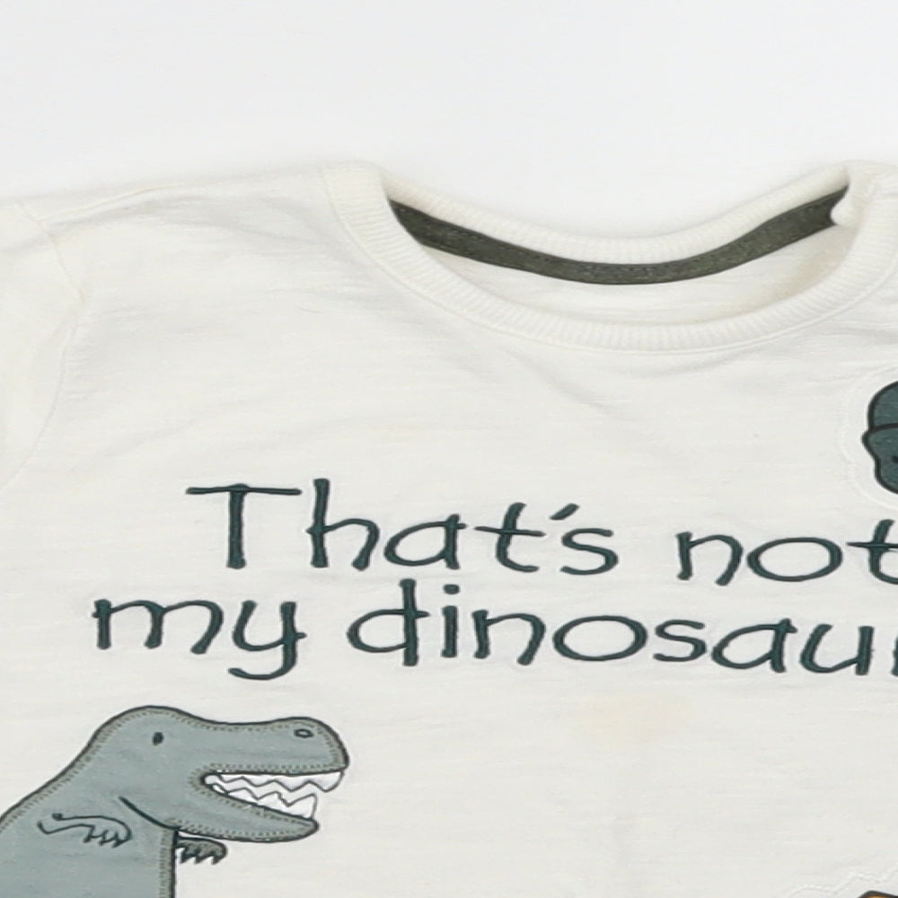 George Baby White   Basic T-Shirt Size 9-12 Months  - Dinosaur