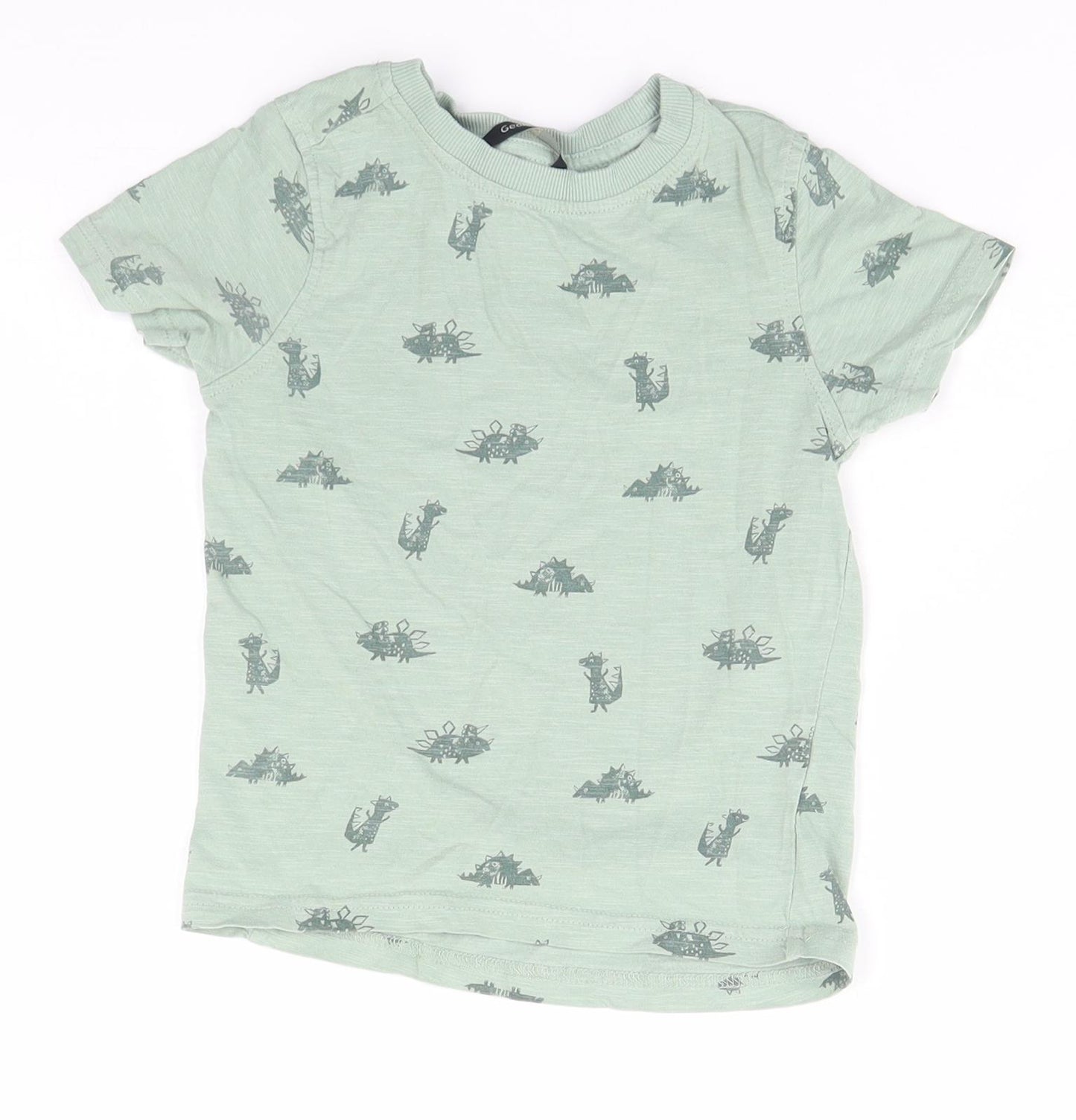 George Boys Green Animal Print  Basic T-Shirt Size 3-4 Years  - Dinosaur