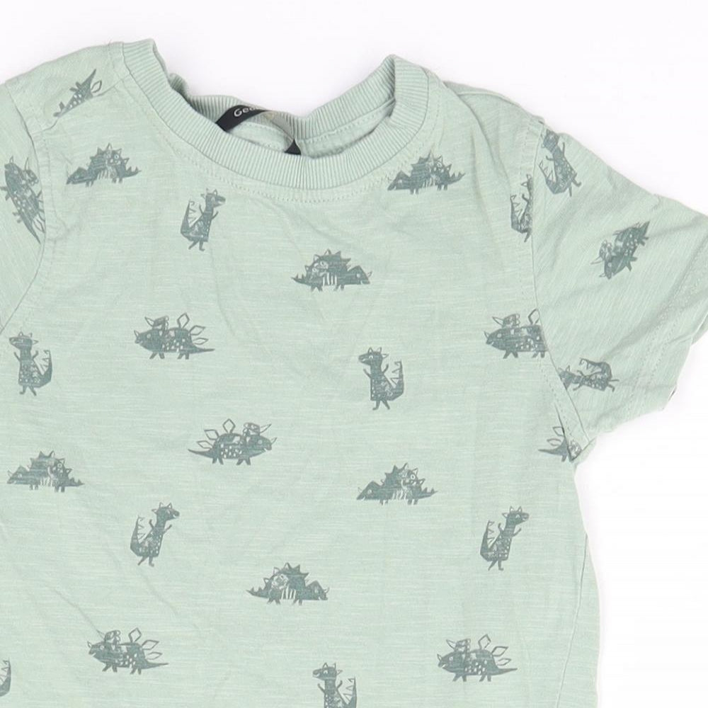 George Boys Green Animal Print  Basic T-Shirt Size 3-4 Years  - Dinosaur