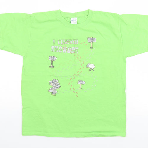 Gildan Boys Green   Basic T-Shirt Size L  - I climbed Snowdon