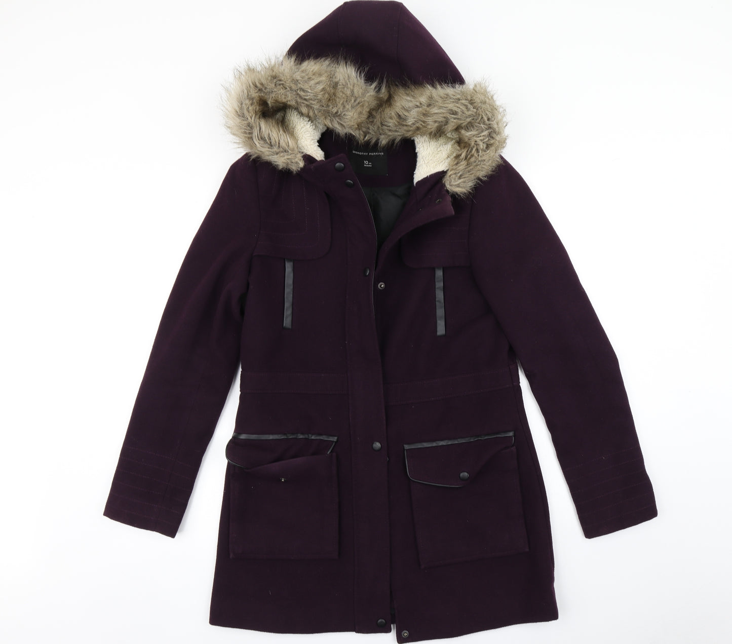 Dorothy Perkins Womens Purple   Parka Coat Size 10