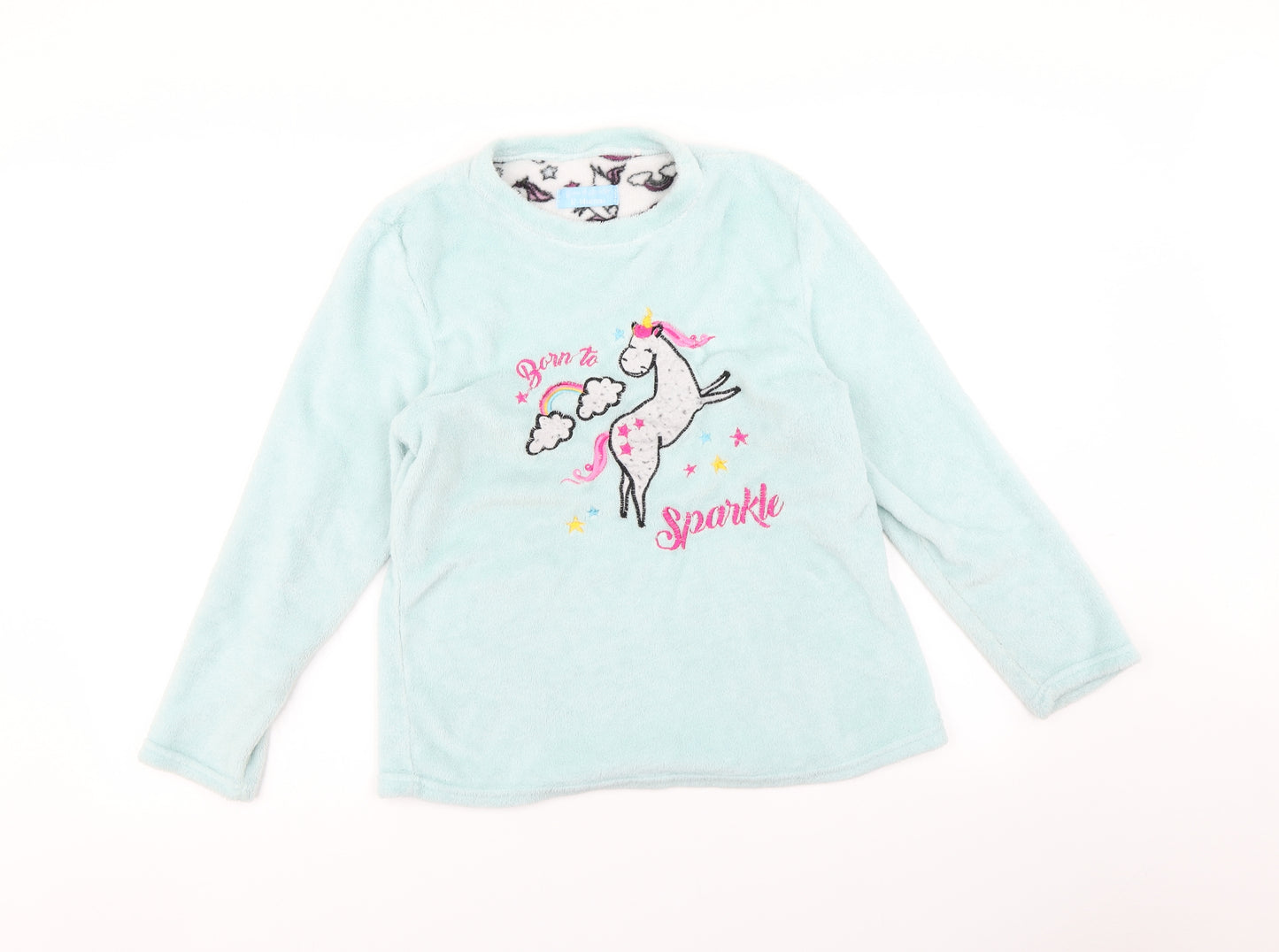 Born to sparkle Womens Blue    Pyjama Top Size 12  - Unicorn