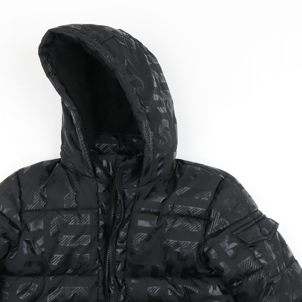 George Boys Black   Basic Coat Coat Size 8-9 Years