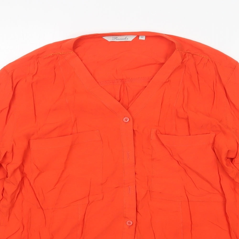 Peacocks Womens Orange   Basic Button-Up Size 12