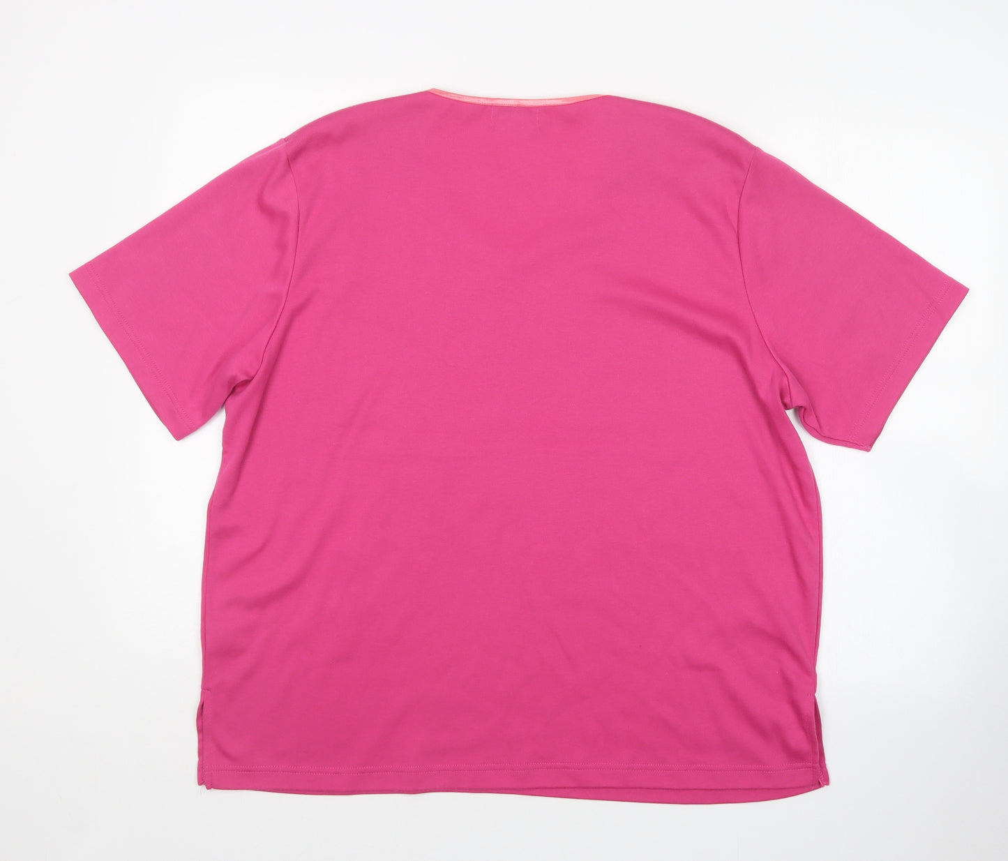 FAY LOUISE Womens Pink   Basic T-Shirt Size 2XL