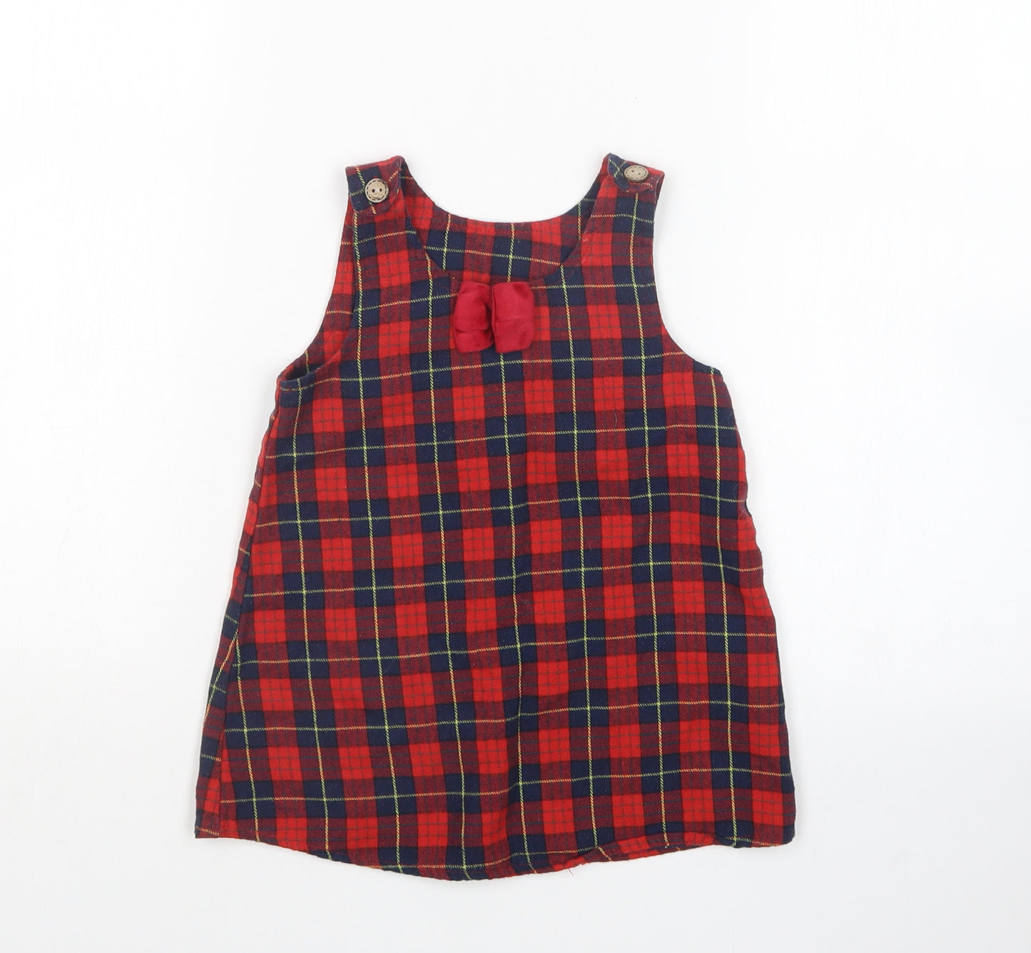 PatPat Girls Multicoloured Plaid  Pinafore/Dungaree Dress  Size 12-18 Months