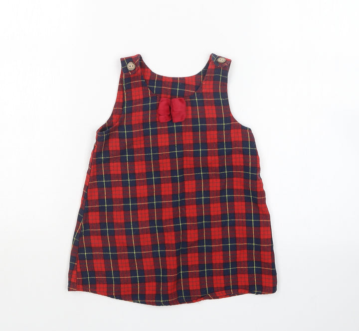 PatPat Girls Multicoloured Plaid  Pinafore/Dungaree Dress  Size 12-18 Months