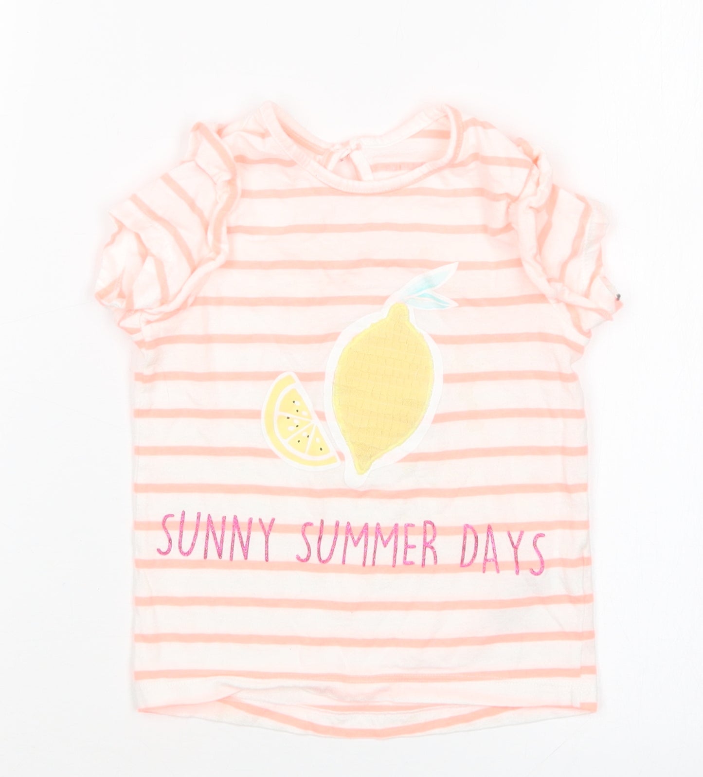 Primark Girls Multicoloured Striped  Basic T-Shirt Size 18-24 Months