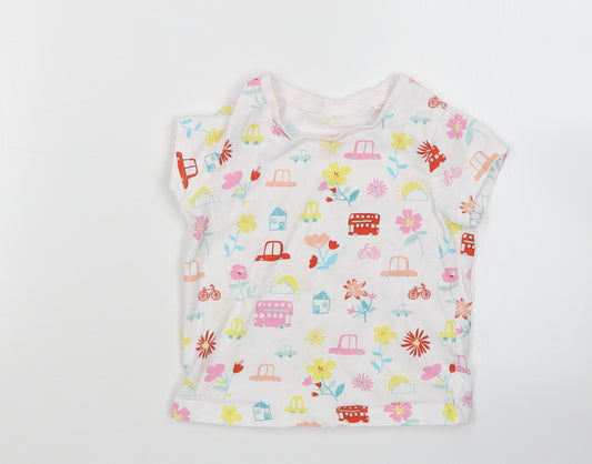 Front view of George girls’ white floral basic t-shirt, size 18-24, months
