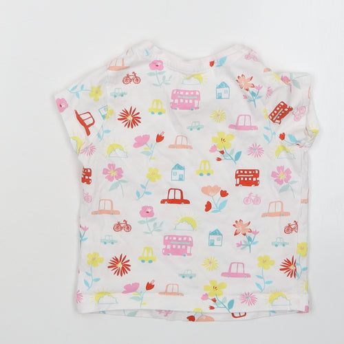 George Girls White Floral  Basic T-Shirt Size 18-24 Months