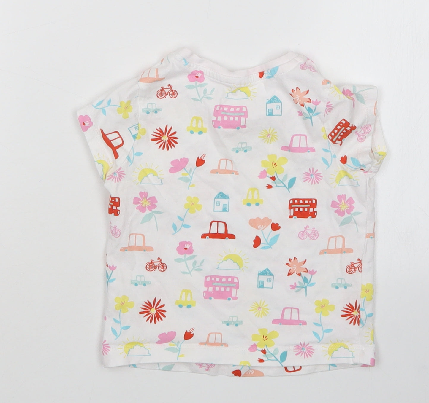 George Girls White Floral  Basic T-Shirt Size 18-24 Months