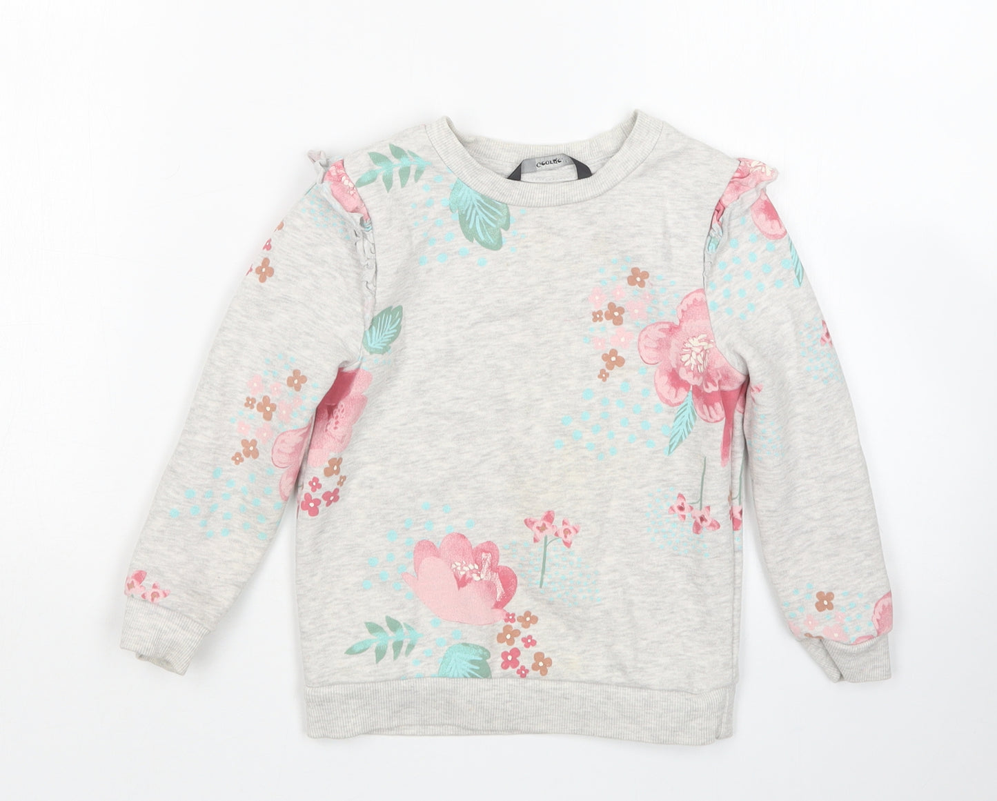 George Girls Grey Floral  Pullover Sweatshirt Size 3-4 Years
