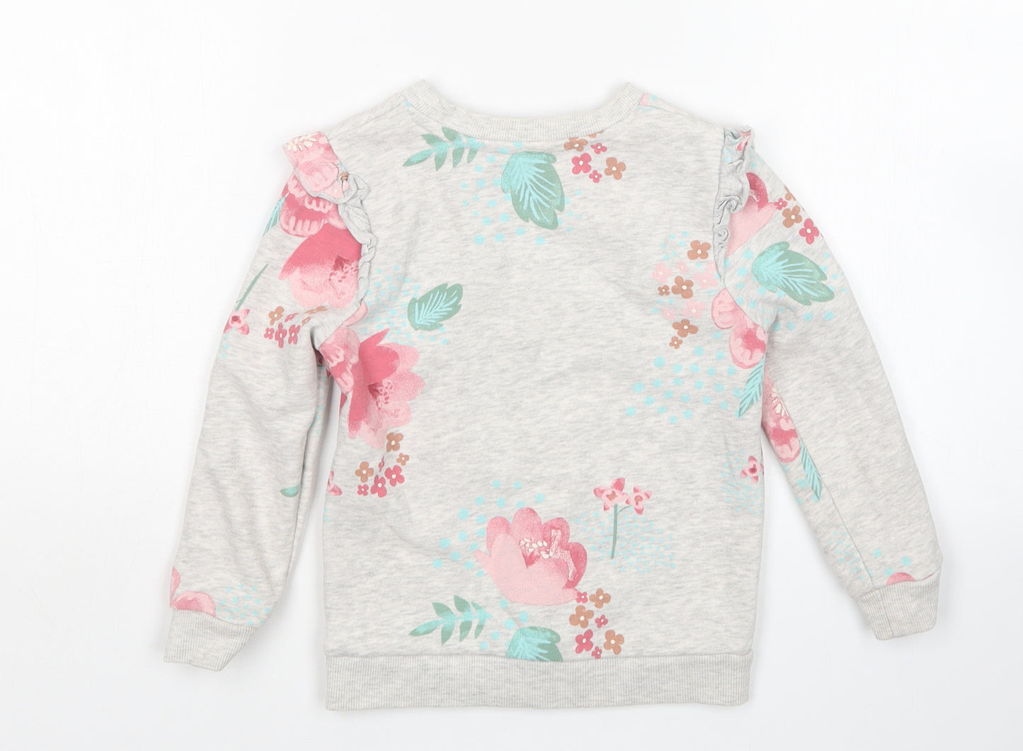 George Girls Grey Floral  Pullover Sweatshirt Size 3-4 Years