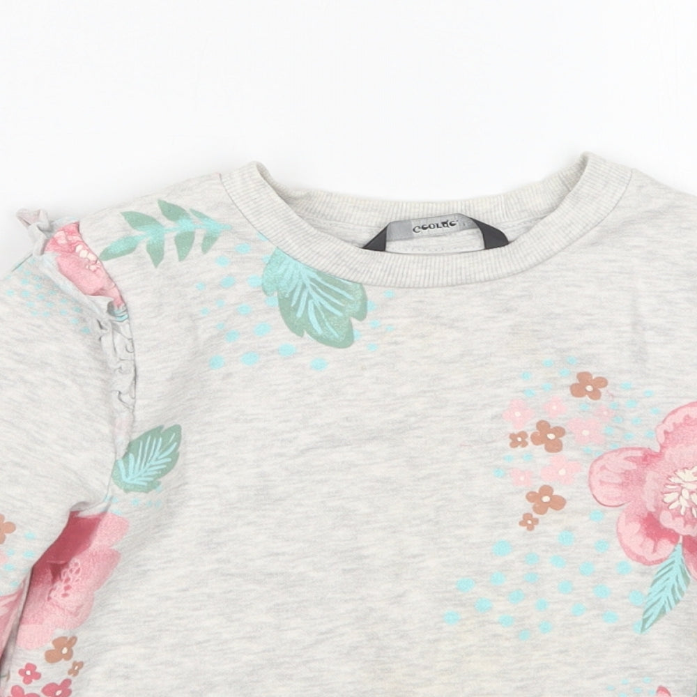 George Girls Grey Floral  Pullover Sweatshirt Size 3-4 Years