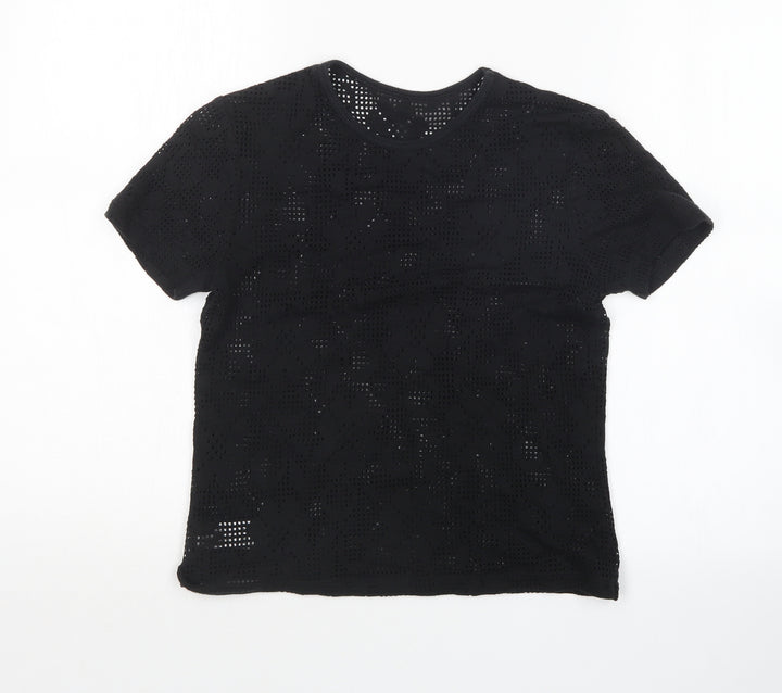 St Michael Womens Black Basic T-Shirt Size 10