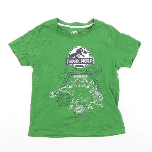 Preworn Boys Green   Basic T-Shirt Size 5-6 Years  - Jurassic Park