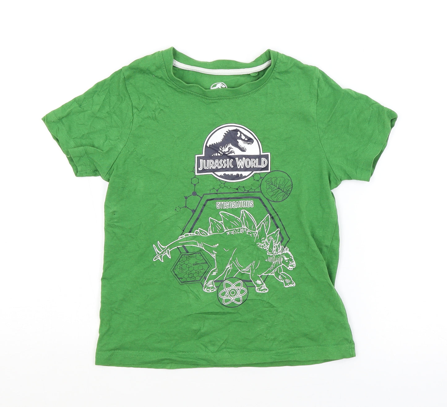 Preworn Boys Green   Basic T-Shirt Size 5-6 Years  - Jurassic Park