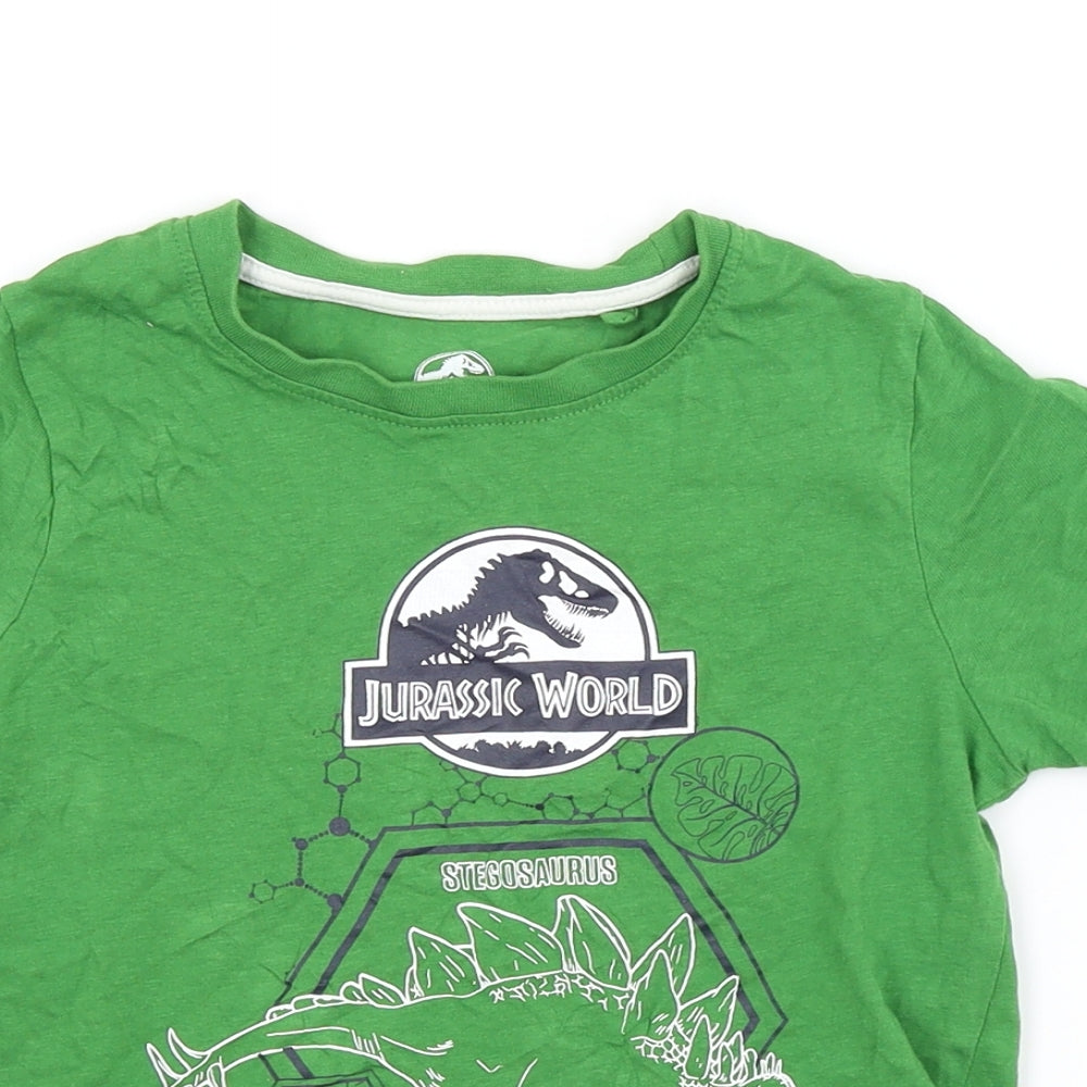 Preworn Boys Green   Basic T-Shirt Size 5-6 Years  - Jurassic Park