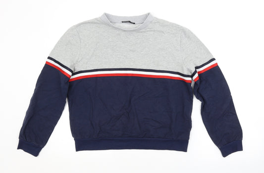 Front view of SHEIN women’s multicoloured striped pullover sweatshirt