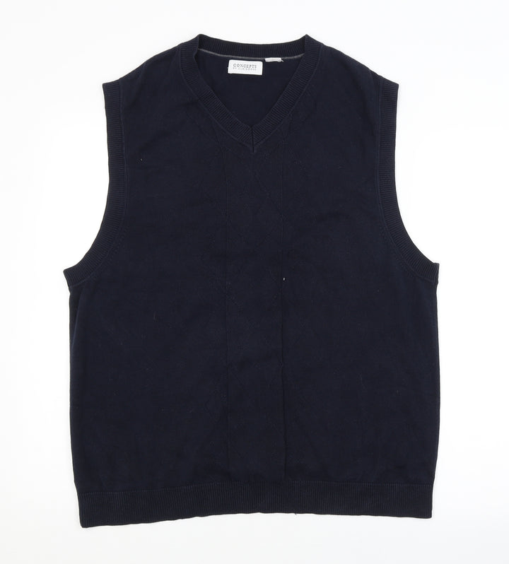 Claiborne Mens Blue Argyle/Diamond  Vest Jumper