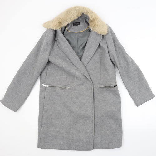 Topshop Womens Grey   Trench Coat Coat Size 10