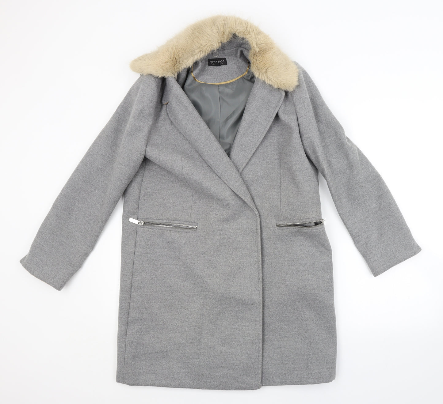 Topshop Womens Grey   Trench Coat Coat Size 10