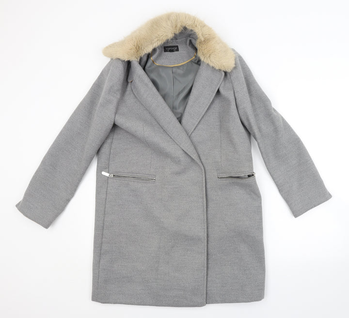 Topshop Womens Grey   Trench Coat Coat Size 10