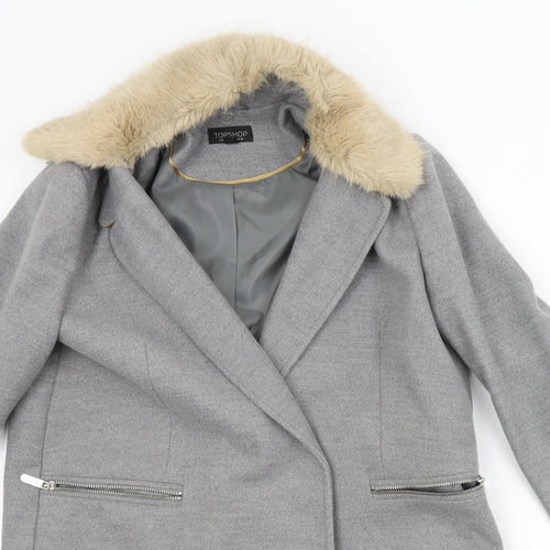 Topshop Womens Grey   Trench Coat Coat Size 10
