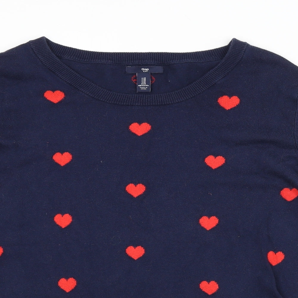 Gap Womens Blue Geometric  Pullover Jumper Size M