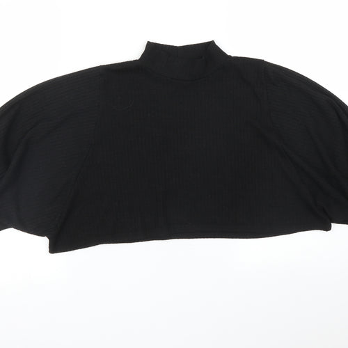 Boohoo Womens Black Striped  Cropped T-Shirt Size 10
