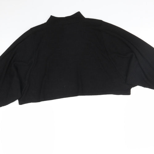 Boohoo Womens Black Striped  Cropped T-Shirt Size 10