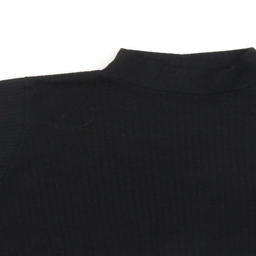 Boohoo Womens Black Striped  Cropped T-Shirt Size 10