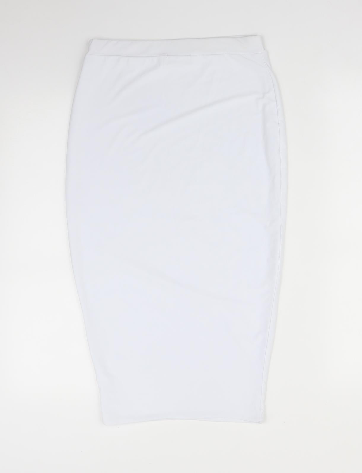 PRETTYLITTLETHING Womens White   Straight & Pencil Skirt Size 10