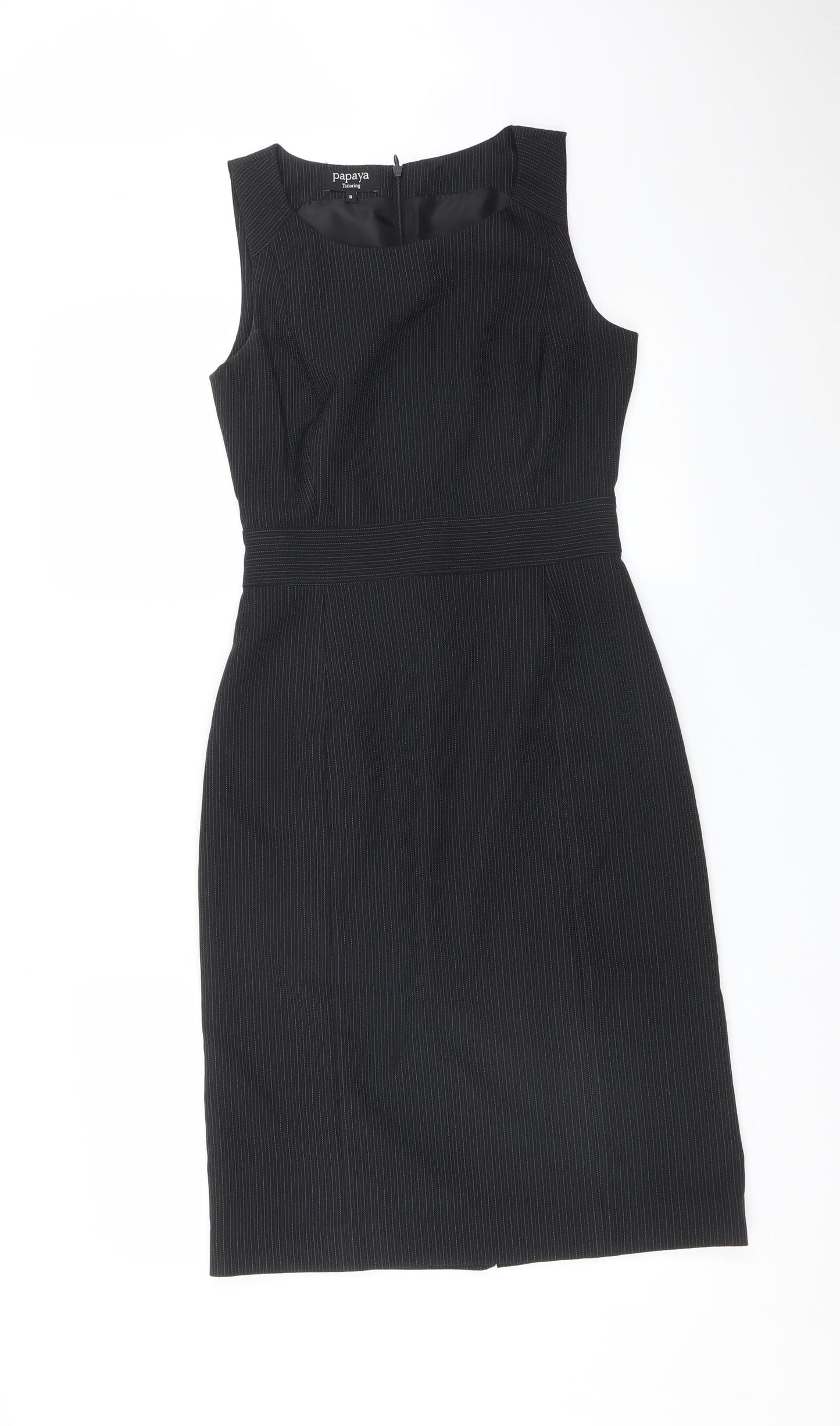 Papaya Womens Black Striped  Pencil Dress  Size 8