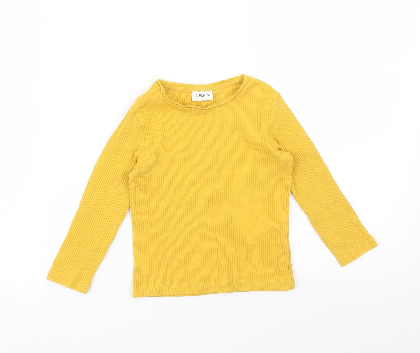 F&F Girls Yellow Striped  Basic T-Shirt Size 2-3 Years