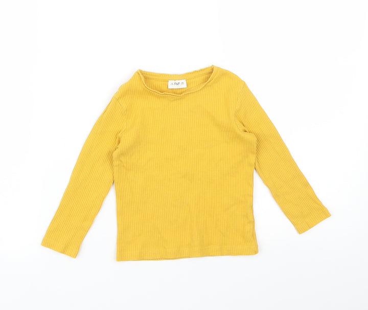 F&F Girls Yellow Striped  Basic T-Shirt Size 2-3 Years