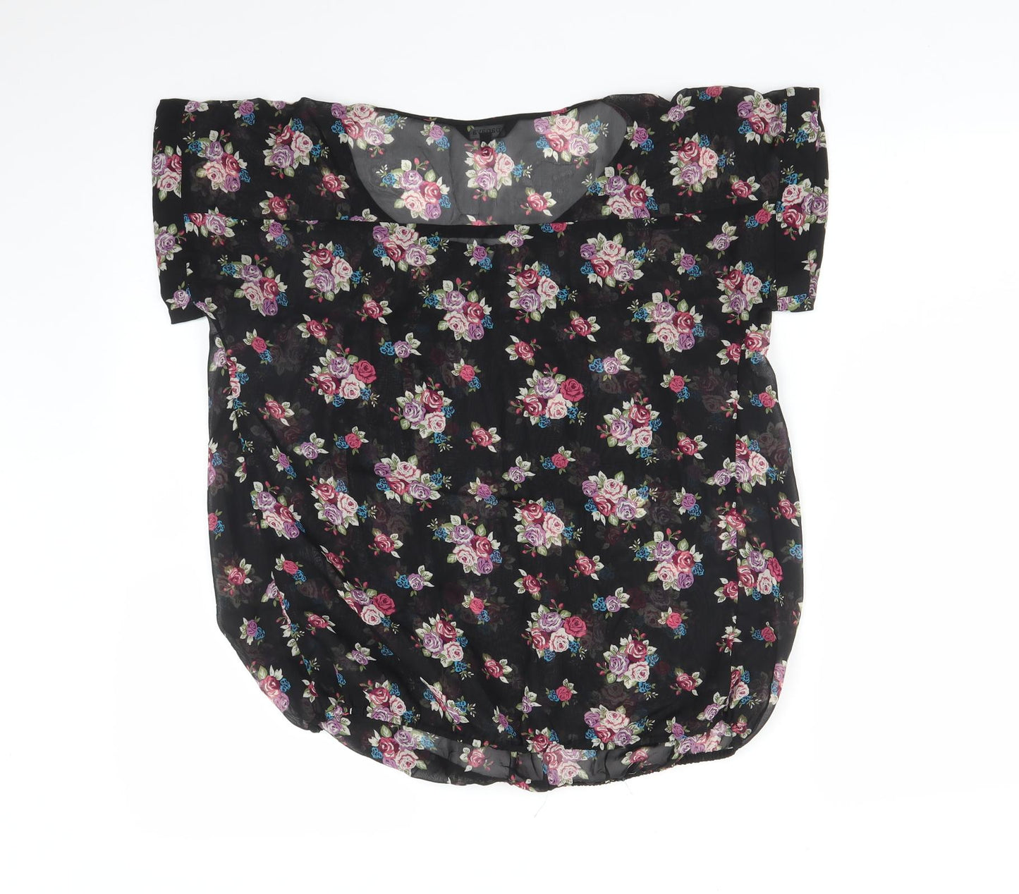 Papaya Womens Black Floral  Basic Blouse Size 8