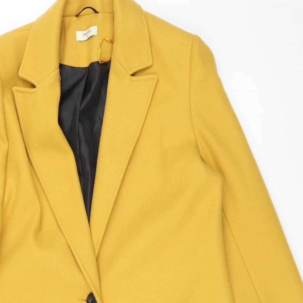 Papaya Womens Yellow   Trench Coat Coat Size 14