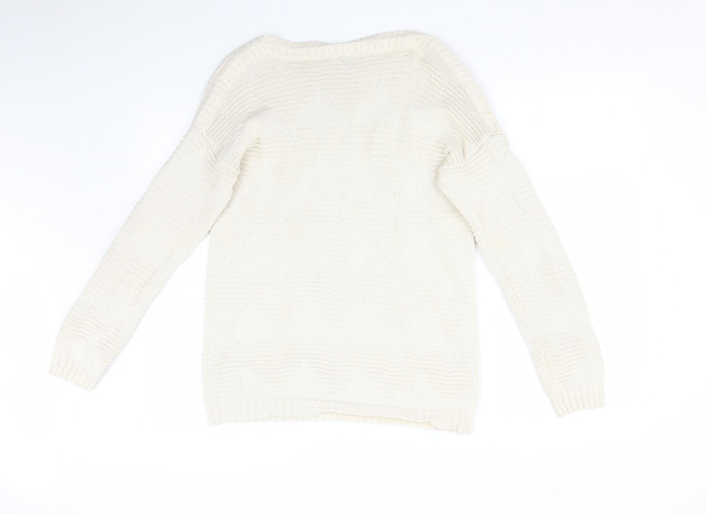 NEXT Womens White Geometric  Pullover Jumper Size S  - HEARTS