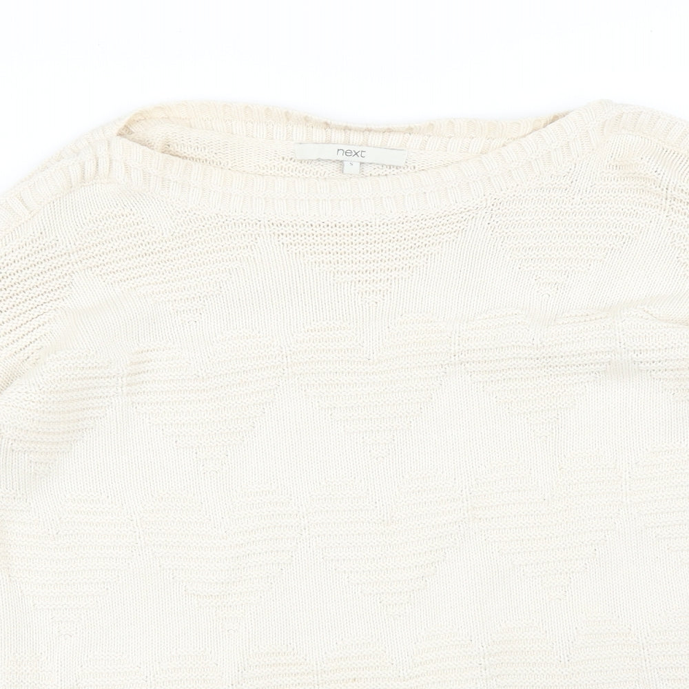 NEXT Womens White Geometric  Pullover Jumper Size S  - HEARTS