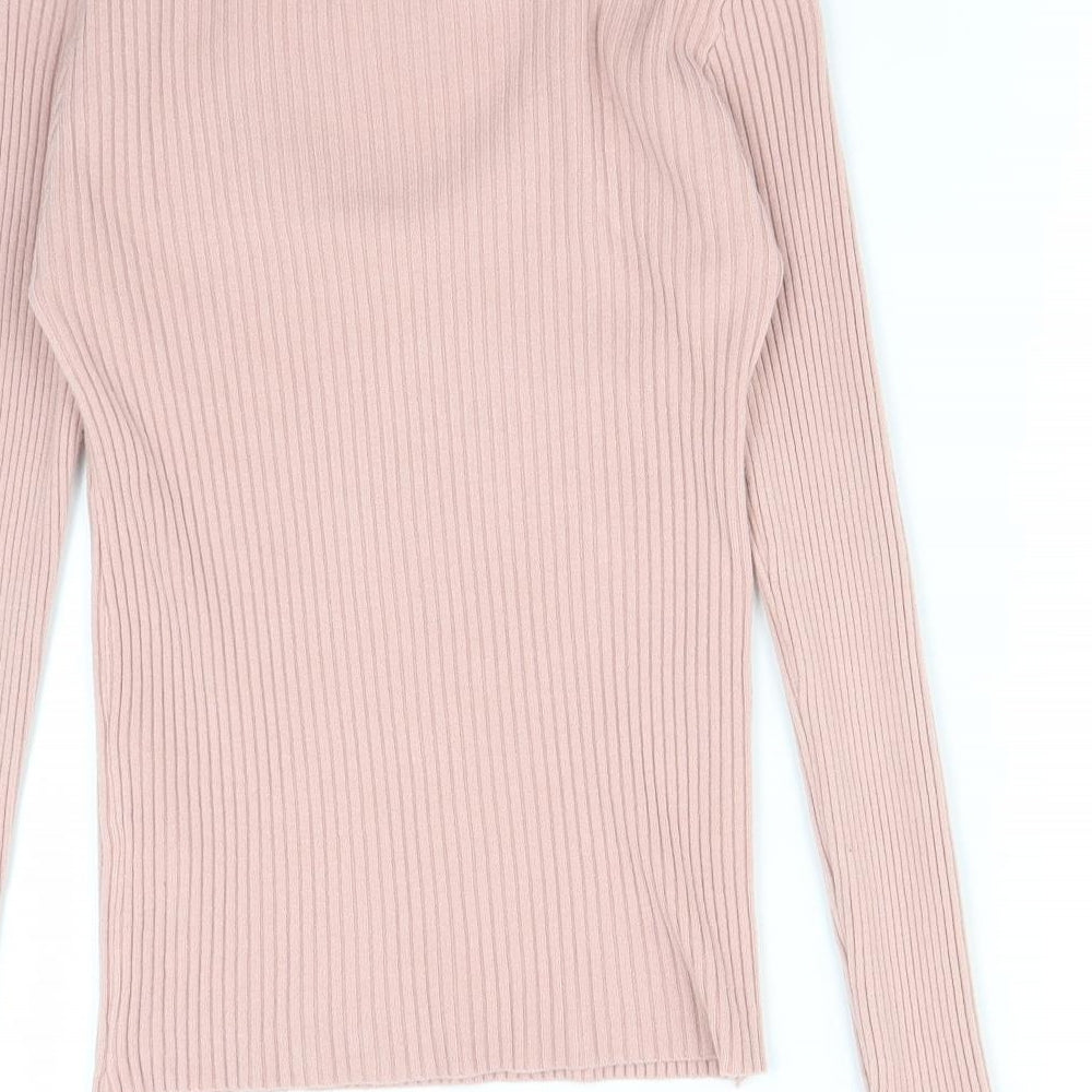 CHERRY KOKO Womens Pink Striped  Basic T-Shirt Size M