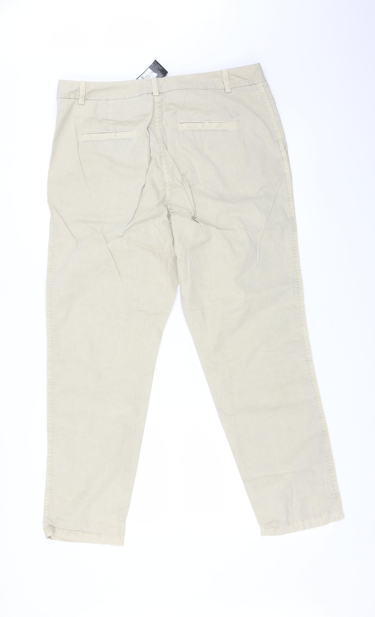 M&S Womens Beige   Chino Trousers Size 14 L26 in