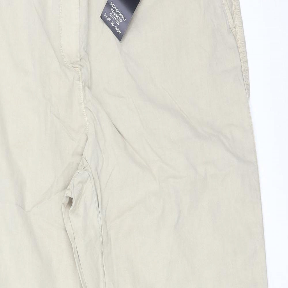M&S Womens Beige   Chino Trousers Size 14 L26 in