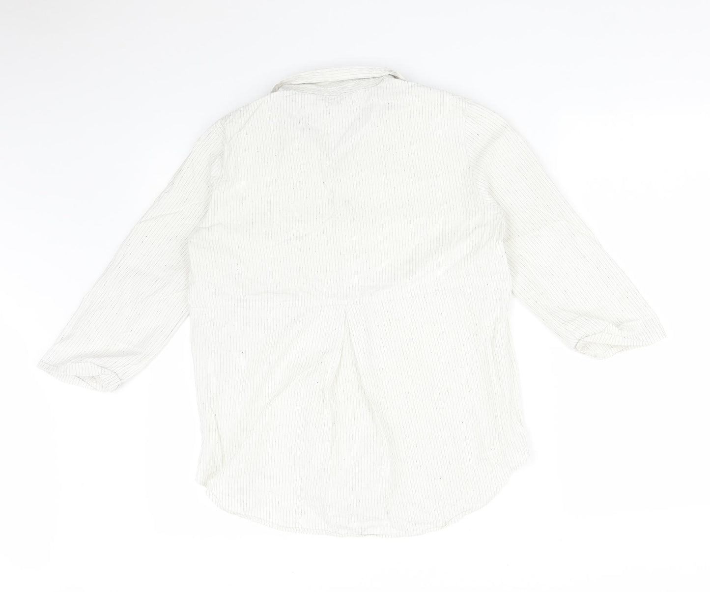 Zara Womens White Striped  Basic Button-Up Size S