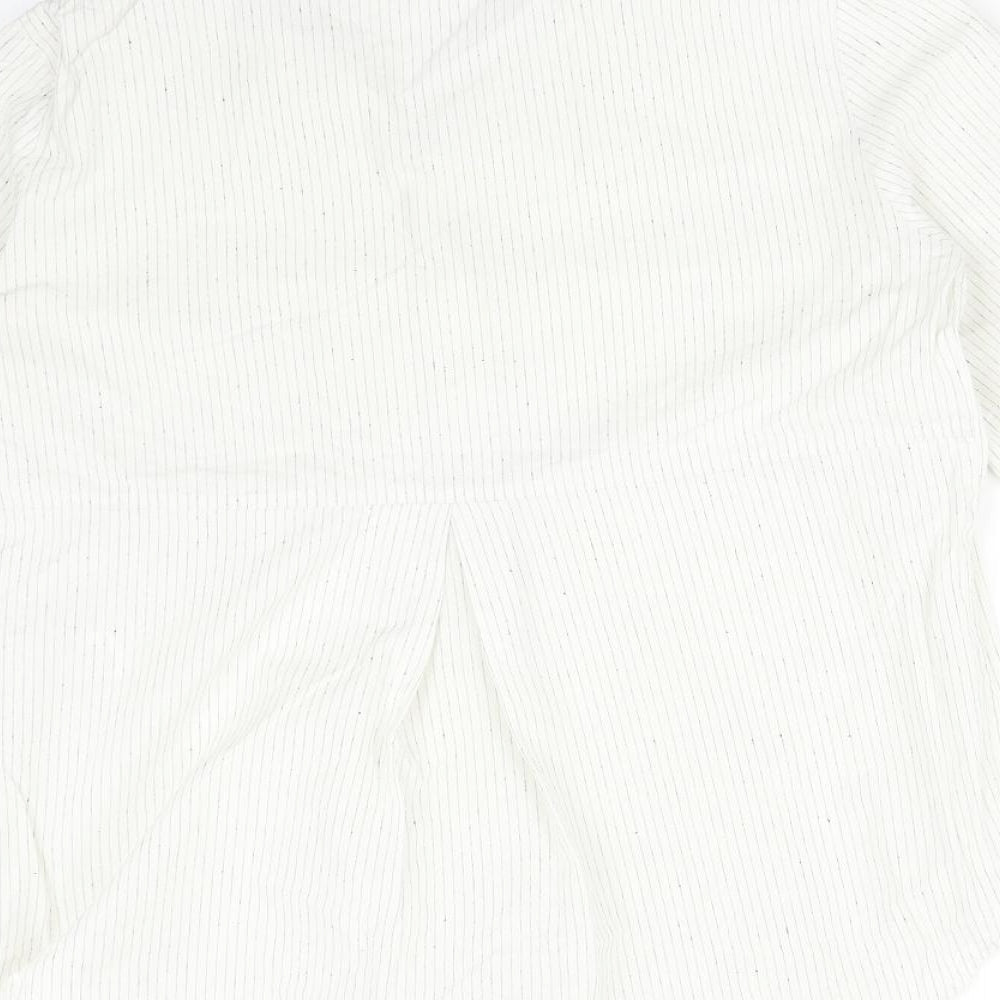 Zara Womens White Striped  Basic Button-Up Size S