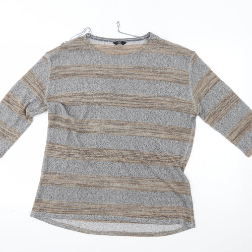 F&F Womens Grey Striped  Pullover Jumper Size 18