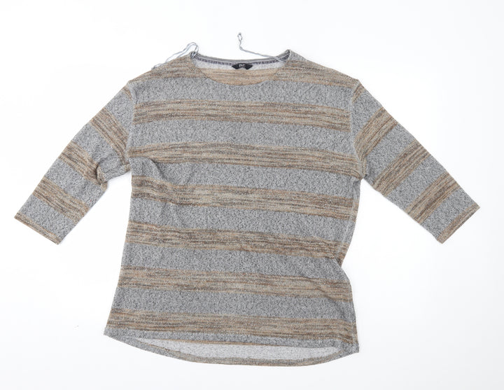 F&F Womens Grey Striped Pullover Jumper Size 18