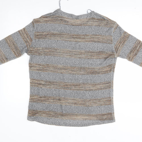 F&F Womens Grey Striped  Pullover Jumper Size 18