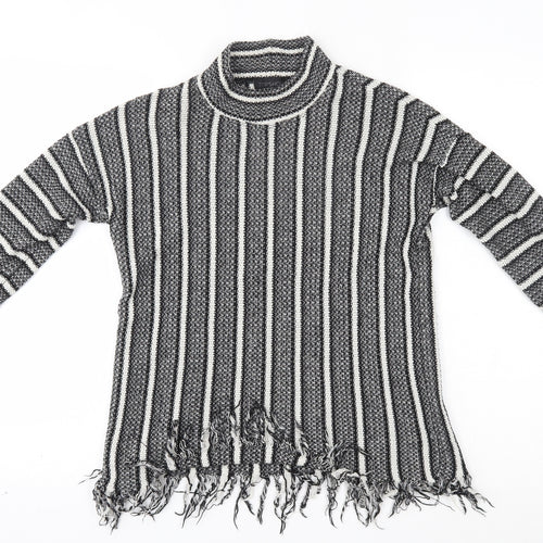 Topshop Womens Grey Striped  Pullover Jumper Size 10