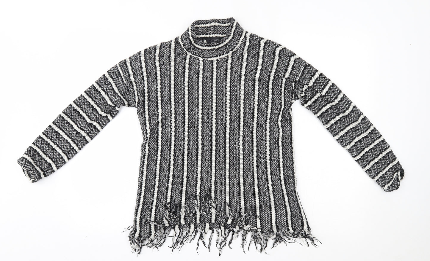 Topshop Womens Grey Striped  Pullover Jumper Size 10